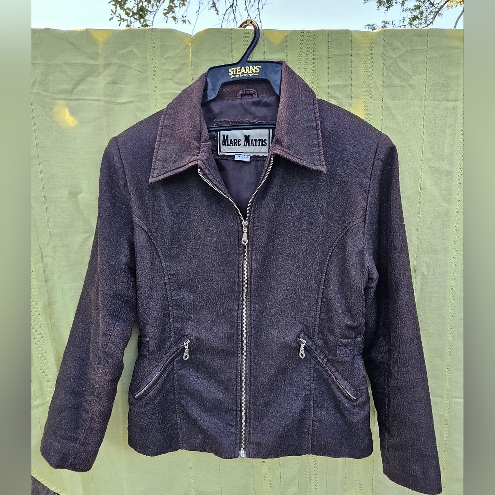 Vintage 90's Distressed Brown Faux Leather Jacket